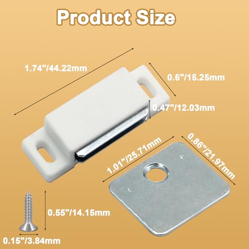 Jersvimc 12Pcs Cabinet Door Magnets Catch Magnetic Door Catch, Magnetic Shutter Hardware Drawer Magnet Latch Cabinet Magnets for Closure Cupboard Closet Bathroom(White) - Image 3