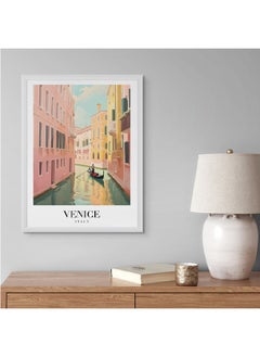 Art Decor Art Decor Framed Fine Art of Venice Cityscape in Italy Portrait Print Travel Iconic Canal and Gondola Scenic Wall Decor for Home Living Room Bedroom Office Studio Hotel and Gifting  - Image 2