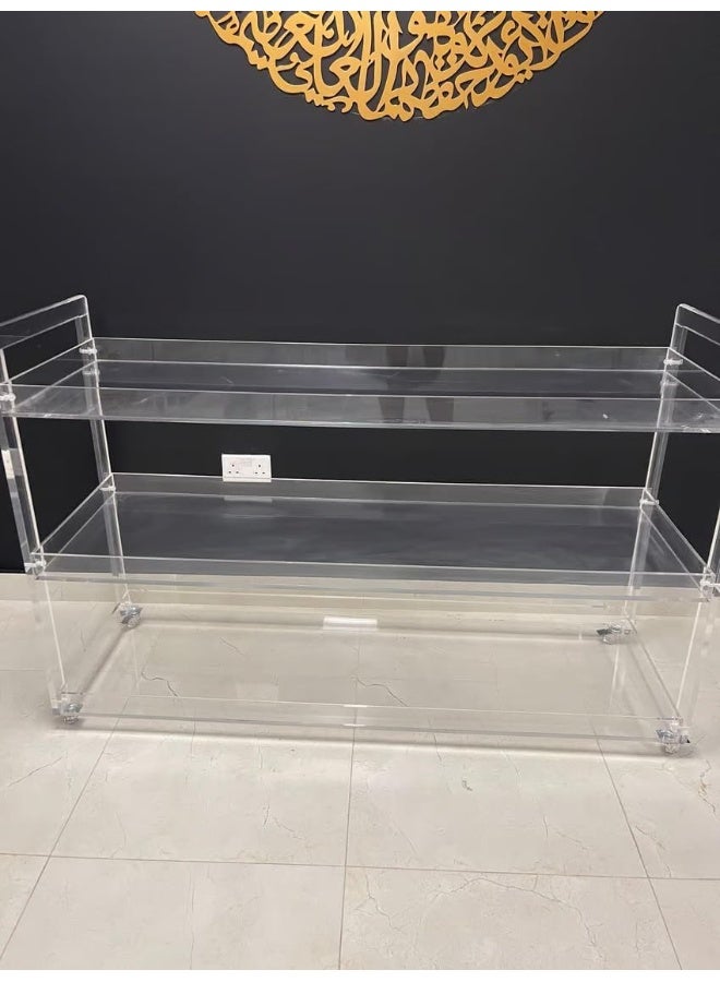 Horoof Market Horoof Home® Luxury Acrylic Buffet Trolley - High-Strength, Extra Large Serving Cart, W150 x D50 x H100 cm, TR002  - Image 3