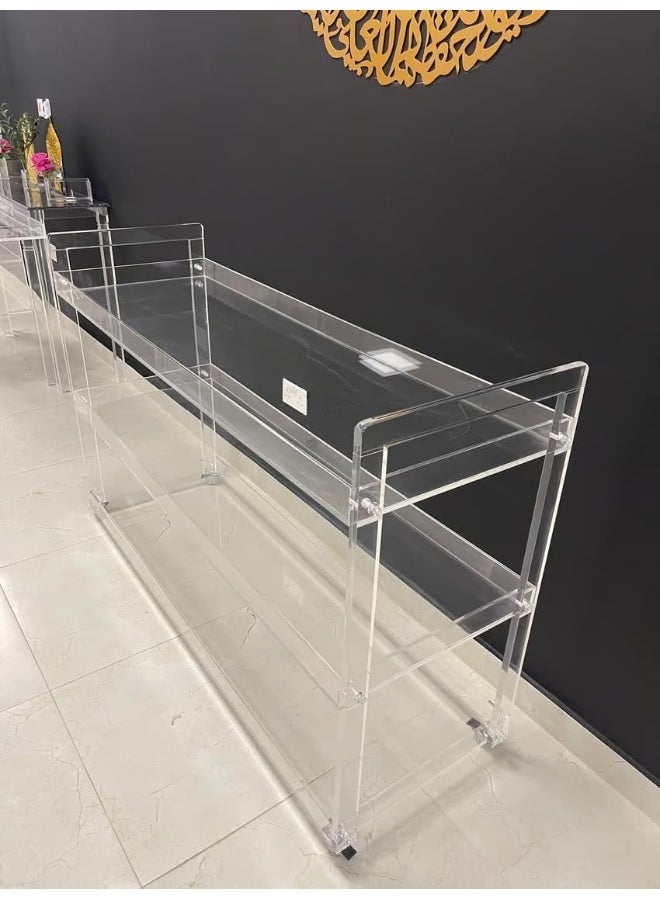 Horoof Market Horoof Home® Luxury Acrylic Buffet Trolley - High-Strength, Extra Large Serving Cart, W150 x D50 x H100 cm, TR002  - Image 2