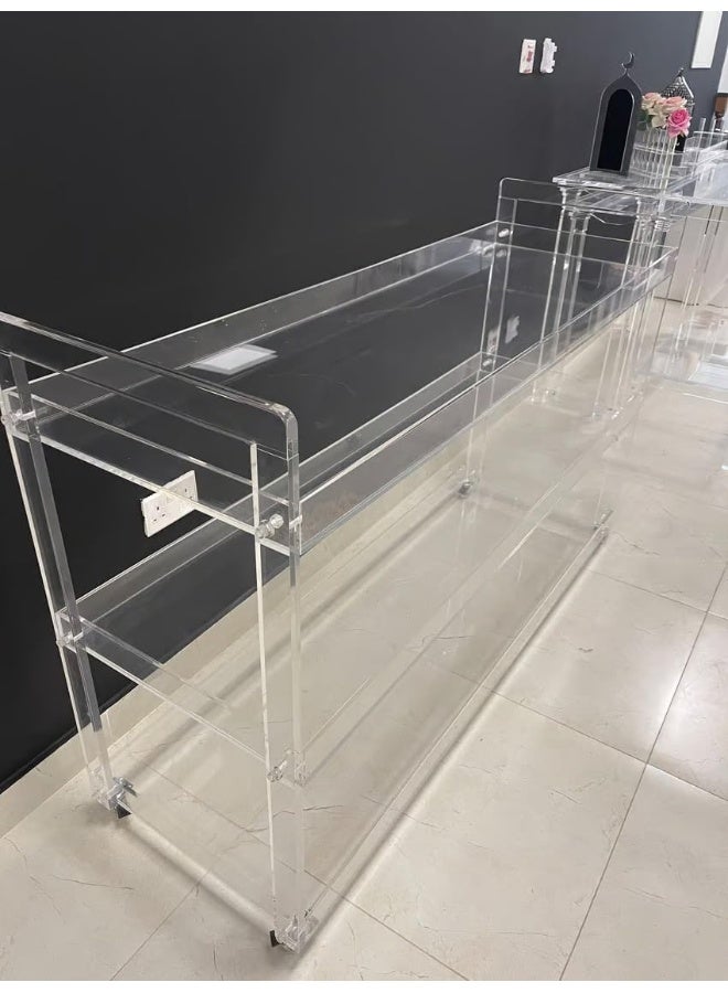 Horoof Market Horoof Home® Luxury Acrylic Buffet Trolley - High-Strength, Extra Large Serving Cart, W150 x D50 x H100 cm, TR002  - Image 1