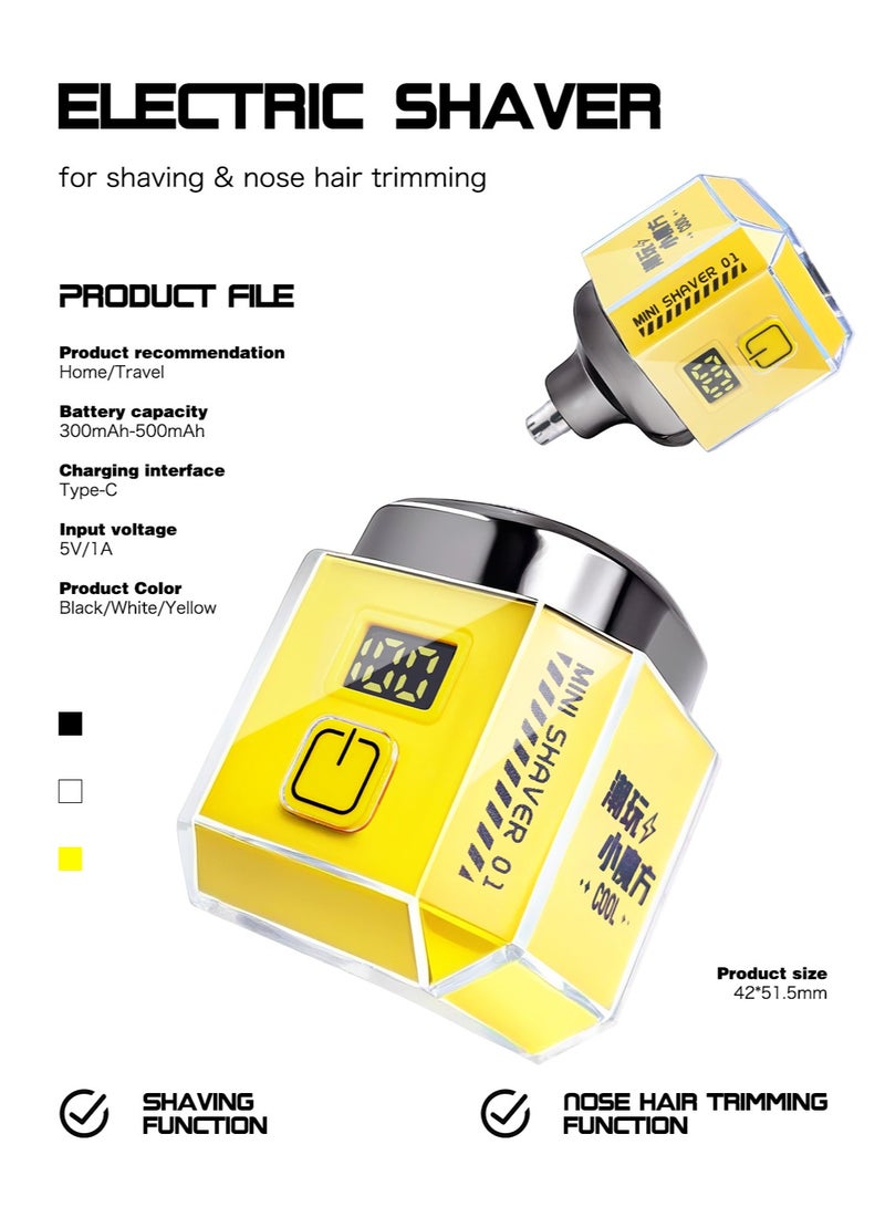 trendy youth dual-effect trimming razor, shaving & ear and nose hair trimming two-in-one, fashionable portable tool (yellow) - Image 4