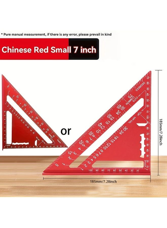 Precision Aluminum Alloy Triangular Ruler Chinese Red 7 Inch Metric Measurement Tool - Image 1