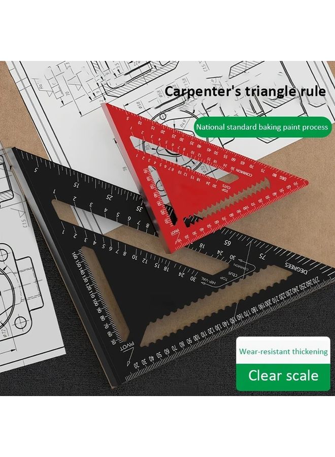 Precision Aluminum Alloy Triangular Ruler Chinese Red 7 Inch Metric Measurement Tool - Image 4