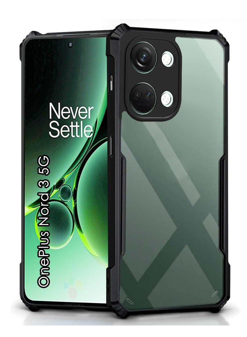 Case Cover For OnePlus Nord 3 5G/Ace 2V 5G Black Mobile Phone , Ultra-Thin Lightweight Cover Soft TPU Bumper + Acrylic Clear Back Case Cover  - Image 1