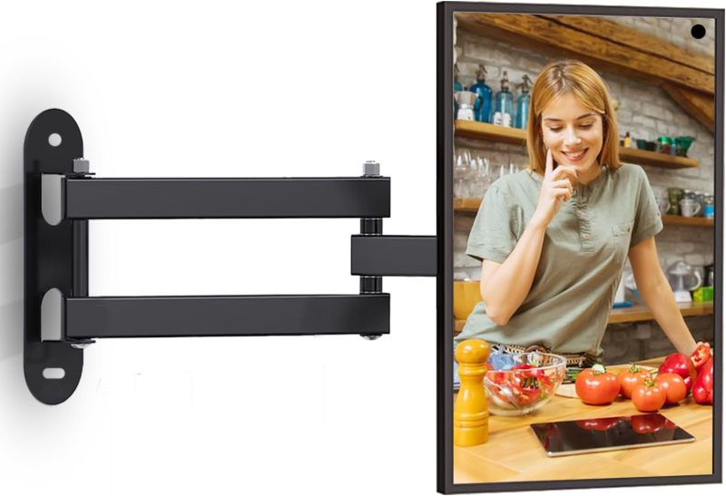 Wall Mount for Echo Show: 3-Arm Adjustable 360° Rotation, 16.7" Extension, VESA 100x100, 33 Lbs Capacity, Black Steel, Easy Installation for Echo Show 15, Echo Show 21, 10-30 Inch LED LCD Screens, Hom - Image 2