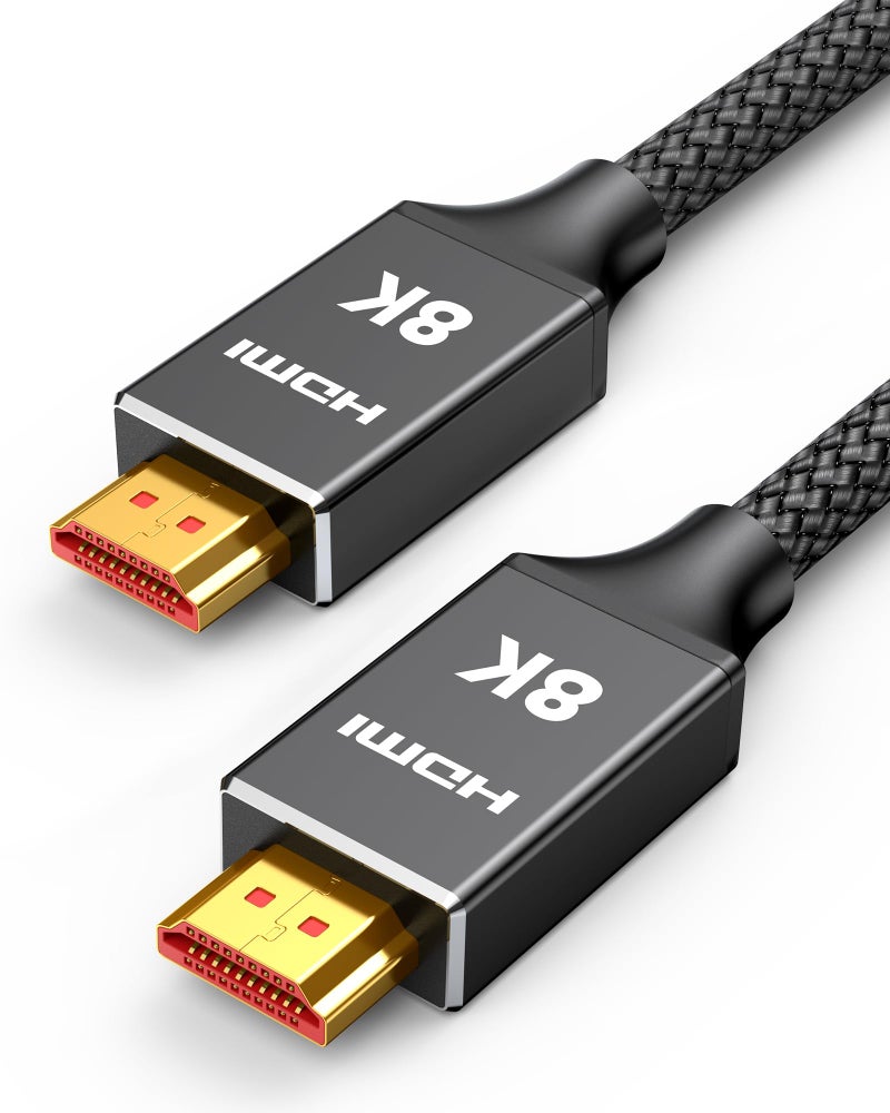 Capshi 2ft 8K 4K@120Hz HDMI Cable 2.1, 48Gbps High Speed Cord for PS5/4, TV, Gaming Console, Monitor, 8K@60Hz, 2K@240Hz, 144Hz, Support HDR, eARC, DTS:X, HDCP 2.2 & 2.3, Braided, Black - Image 1