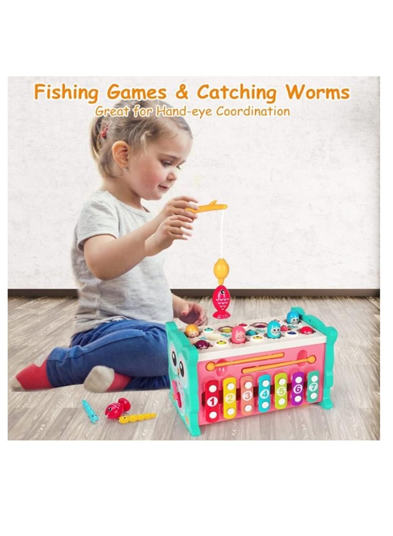 Raxoom 8 in 1 Toddler Activity Cube, Baby Montessori Developmental Toy Fine Motor Skills,Educational Hammering Toys Sensory Fishing Games Xylophone Shape Sorter Busy Toy for 1 2 3 4 Year Old Boy Girl Gift - Image 1