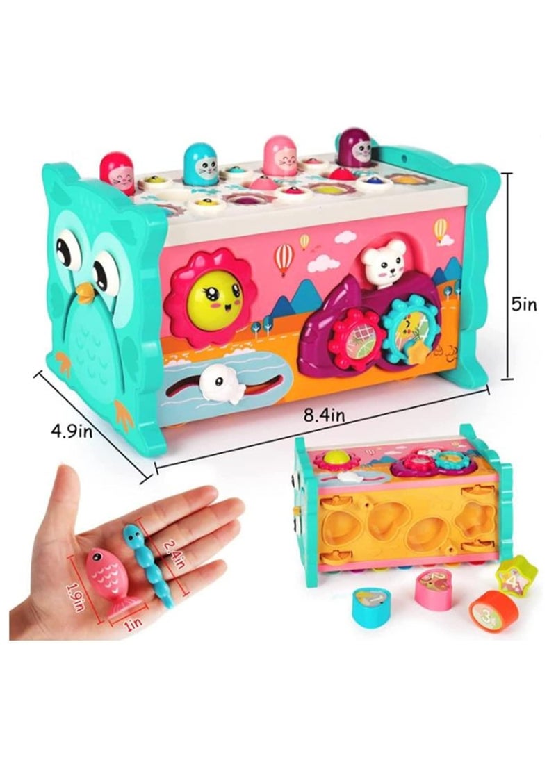 Raxoom 8 in 1 Toddler Activity Cube, Baby Montessori Developmental Toy Fine Motor Skills,Educational Hammering Toys Sensory Fishing Games Xylophone Shape Sorter Busy Toy for 1 2 3 4 Year Old Boy Girl Gift - Image 2