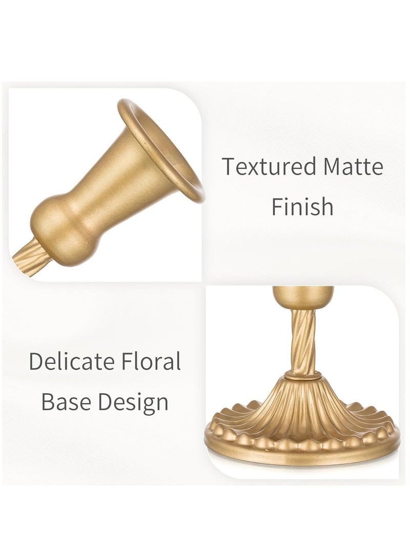Excefore Gold Candle Holders Brass Candlestick Holders: 2 Pcs Taper Candle Holders, Candle Holders for Candlesticks Tapered Gold Candle Holders Wedding Party Chrismas Mantel Home Decor - Image 5