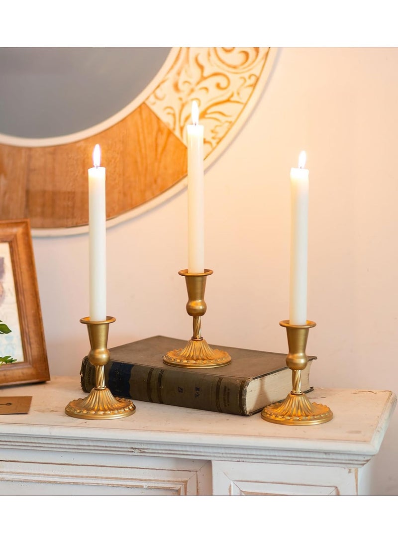 Excefore Gold Candle Holders Brass Candlestick Holders: 2 Pcs Taper Candle Holders, Candle Holders for Candlesticks Tapered Gold Candle Holders Wedding Party Chrismas Mantel Home Decor - Image 2