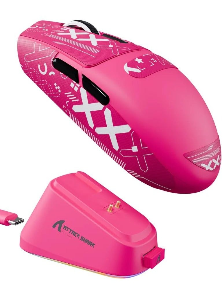 Attack Shark G3PRO Wireless Gaming Mouse with RGB Charging Dock,2.4G/USB-C Wired/BT PAW3311 Optical Sensor 1K Polling Rate Adjustable 25K DPI,500mAh Battery Ultra Lightweight 59g Mice - Image 1
