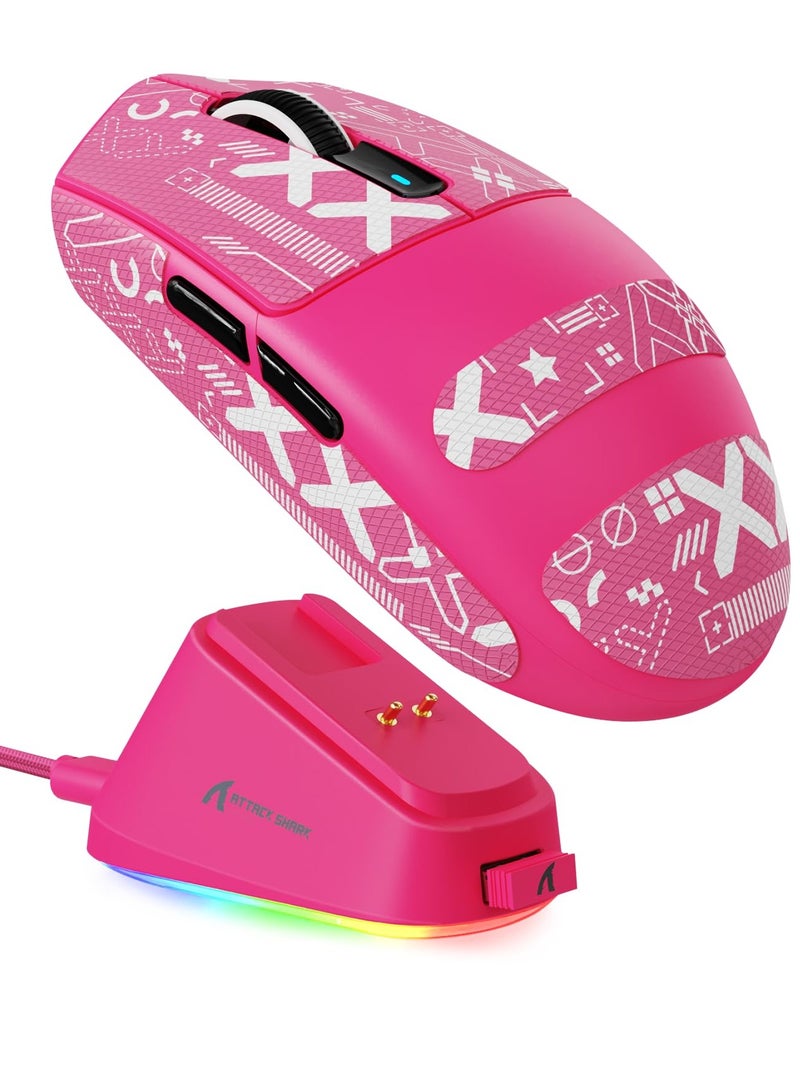 هجوم القرش ماوس ألعاب لاسلكي G3PRO مع قاعدة شحن RGB، 2.4 جيجاهرتز/USB-C سلكي/بلوتوث PAW3311، مستشعر بصري، معدل استطلاع 1K قابل للتعديل، 25 ألف نقطة في البوصة، بطارية 500 مللي أمبير/ساعة، فأرة خفيفة الوزن للغاية 59 جرام - Image 1