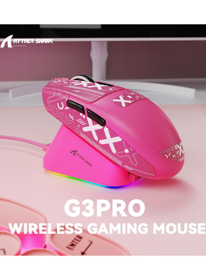 هجوم القرش ماوس ألعاب لاسلكي G3PRO مع قاعدة شحن RGB، 2.4 جيجاهرتز/USB-C سلكي/بلوتوث PAW3311، مستشعر بصري، معدل استطلاع 1K قابل للتعديل، 25 ألف نقطة في البوصة، بطارية 500 مللي أمبير/ساعة، فأرة خفيفة الوزن للغاية 59 جرام - Image 2
