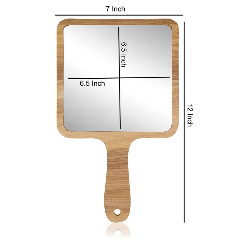 Victor Enterprises Wooden Handheld Beauty Makeup Mirror Set of 2 Round Shape 105 inch Square Shape 12 Inch Salon Mirror Dressing Table Mirror Shaving Mirror Travel Mirror - Image 3