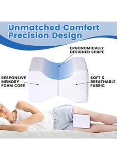 ELTRAZONE Orthopedic Knee Pillow for Side Sleepers – Memory Foam Leg Support Pillow with Contour Design for Hip, Sciatica, and Back Pain Relief – Ergonomic Cooling Cushion for Sleeping Comfort – Ideal for Pregnancy, Joint & Spinal Alignment  - Image 2