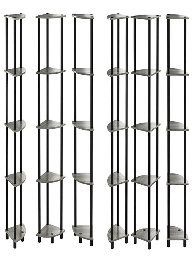 STAR WORK Engineered Wood Standing Corner Multipurpose Utility 5 Tier Wall Shelf Rack for Living Bed Room Home Office (H-4.9 ft, W-2 ft , D-1 ft) - Image 5