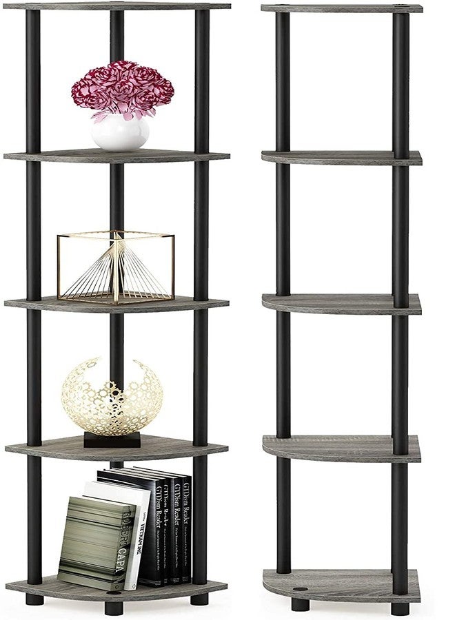 STAR WORK Engineered Wood Standing Corner Multipurpose Utility 5 Tier Wall Shelf Rack for Living Bed Room Home Office (H-4.9 ft, W-2 ft , D-1 ft) - Image 2