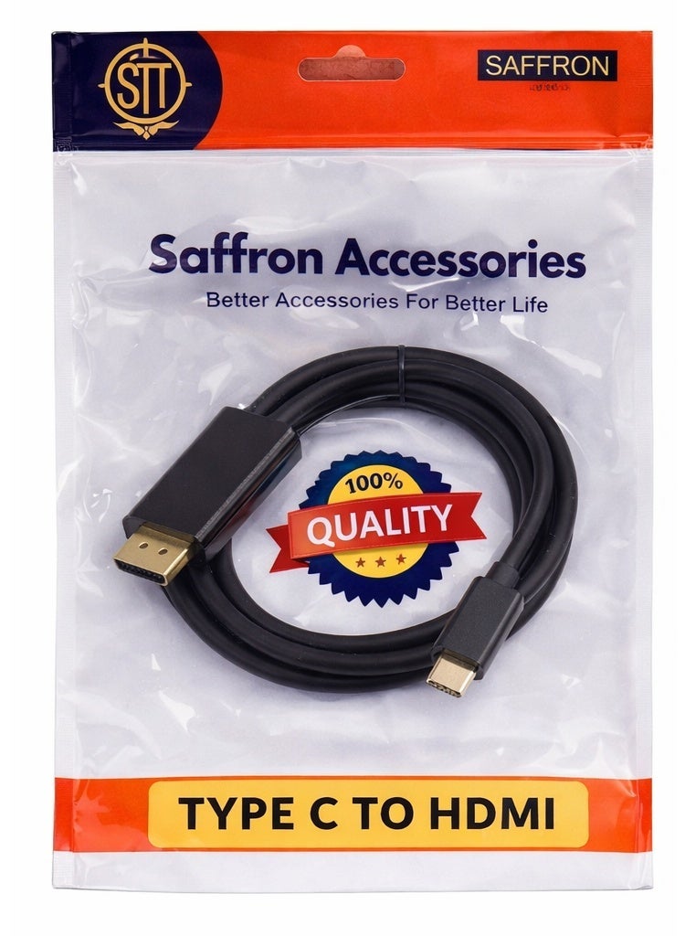 Saffron USB Type-C to HDMI Cable 1.5 Meter – 4K UHD – High Speed – Plug & Play - Image 2