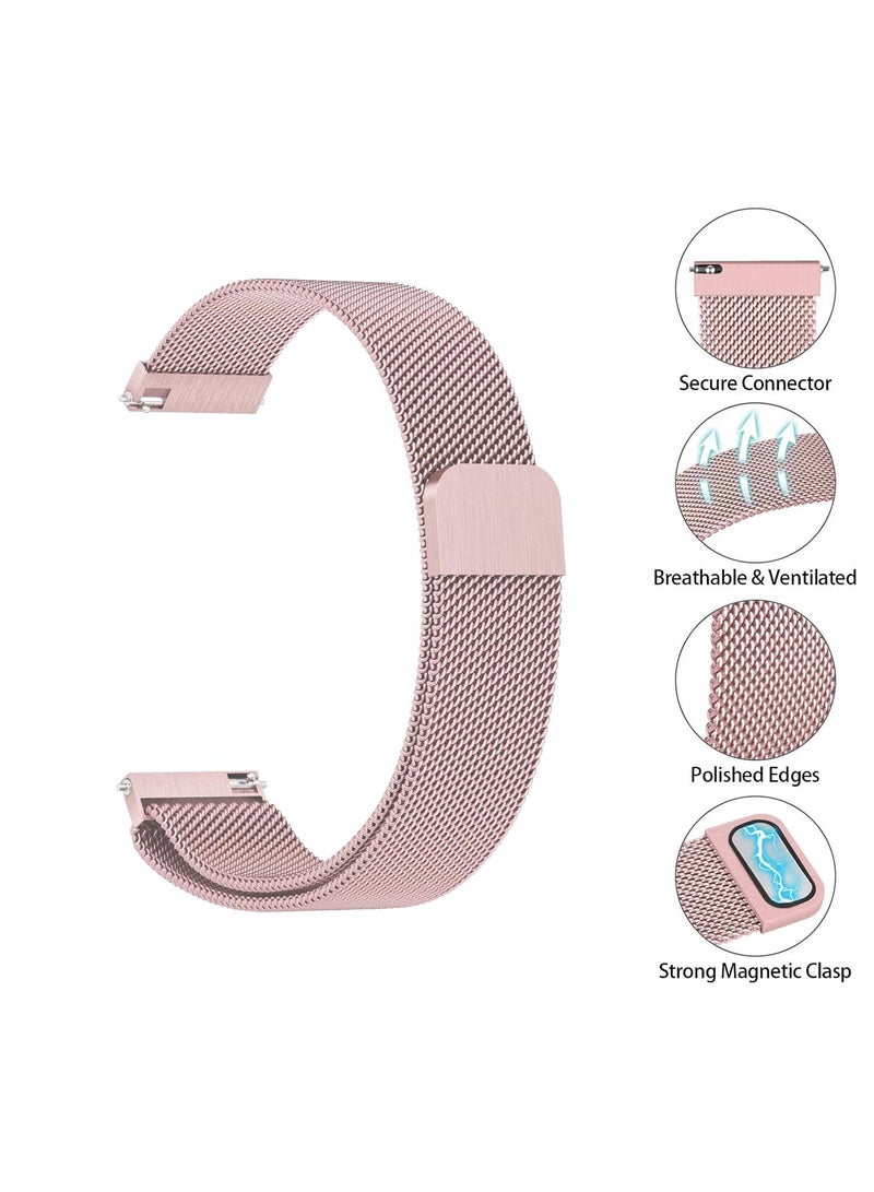 حَبْل تِك سوار معدني من الفولاذ المقاوم للصدأ لساعة Redmi Watch 5 Active/Redmi Watch 5 Lite بمقاس 22 مم، سوار ميلانو (وردي) - Image 3