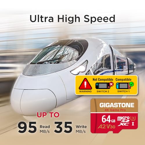 Gigastone 【For Switch 1 Only】GIGASTONE 64GB Micro SD Card, 4K Game Pro, MicroSDXC Memory Card for Gaming Console, Security Camera, UHD Video, up to 95/35MB/s, UHS-I U3 A2 V30 【5-Years Data Recovery】 - Image 3