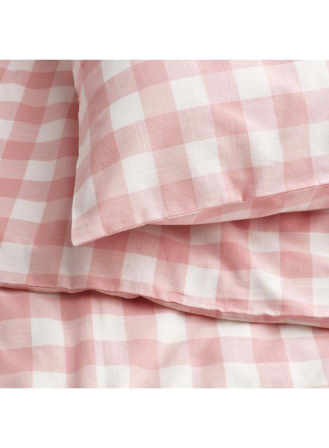 Zaboon Duvet cover and 2 pillowcases, light pink white/check, 240x220/50x80 cm - Image 3