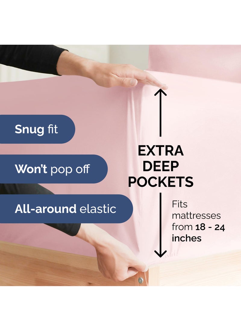 Extra Deep Queen Sheet Set - 6 Piece Breathable and Cooling Sheets - Hotel Luxury Bed Sheets Set - Easy Fit - Soft  Wrinkle Free and Comfy Sheets Set - Lavender Pink Sheet Set with Extra Deep Pockets