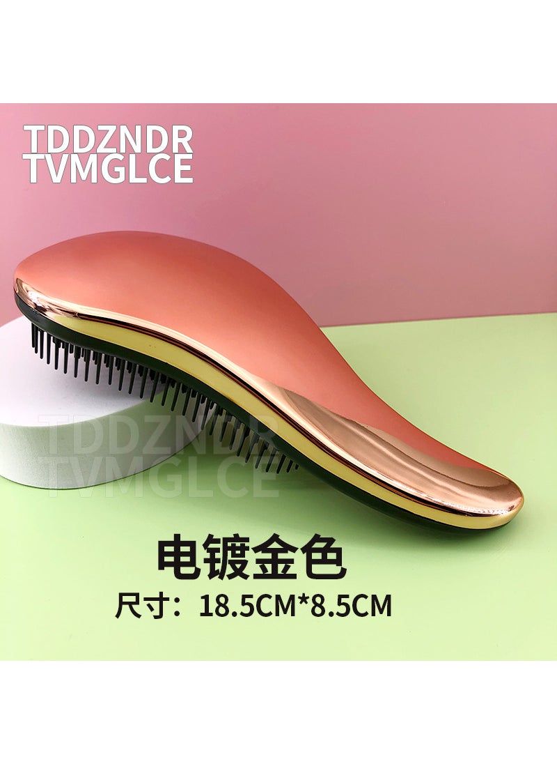 Generic - British Princess Comb Scalp Massage Pet Comb Household Portable Curly Hair Salon tt Comb Wholesale Electroplated long handle rose gold [OP bag - Image 1