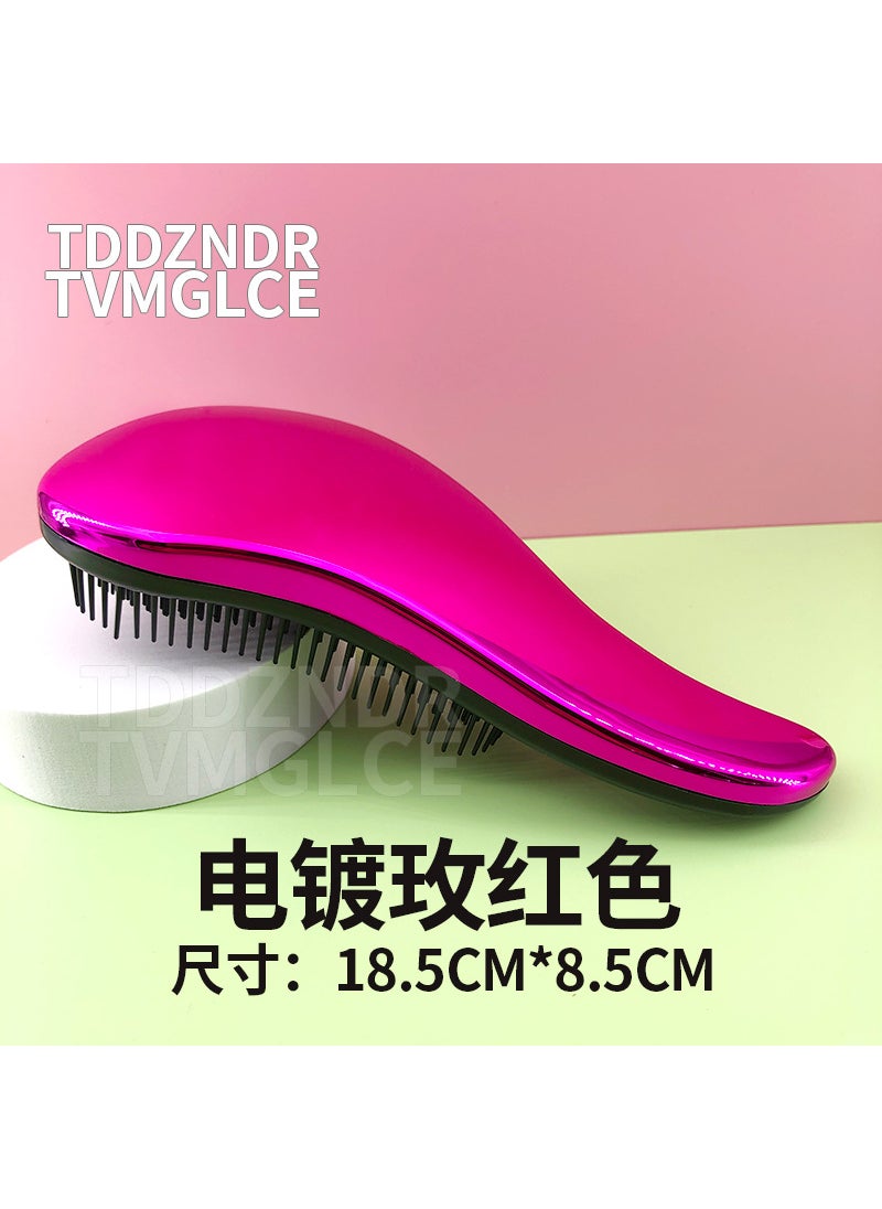 Generic - British Princess Comb Scalp Massage Pet Comb Household Portable Curly Hair Salon tt Comb Wholesale Electroplated long handle rose gold [OP bag - Image 1