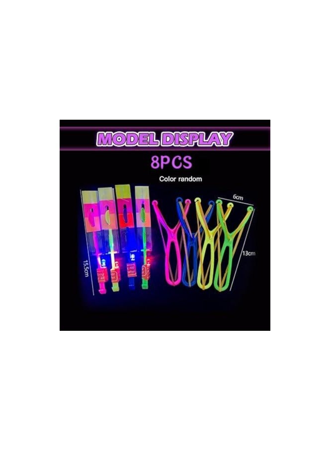 8PCS LED Helicopter Catapult Flying Toys | Party Return Gifts for Kids | Outdoor Camping Party Favors | Fun Slingshot Rocket Helicopter Toy for Boys  Girls  - Image 1