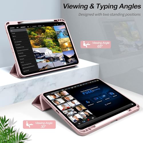 Kenke iPad Pro 11 Inch Case 4th/3rd/2nd Generation 2022/2021/2020 Magnetic Attachment 2nd Pencil with Right Side Pencil Holder Soft Slim PU Cover Auto Wake/Sleep (Pink) - Image 4