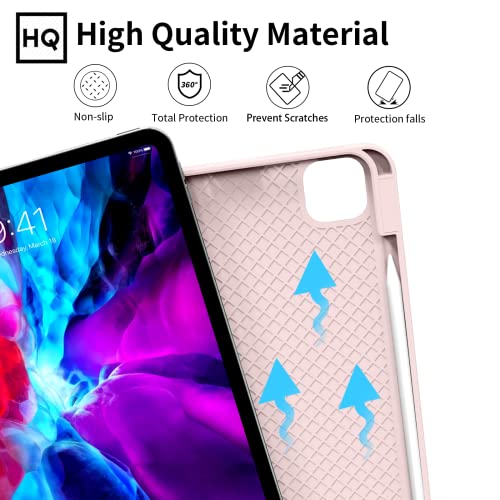 Kenke iPad Pro 11 Inch Case 4th/3rd/2nd Generation 2022/2021/2020 Magnetic Attachment 2nd Pencil with Right Side Pencil Holder Soft Slim PU Cover Auto Wake/Sleep (Pink) - Image 5
