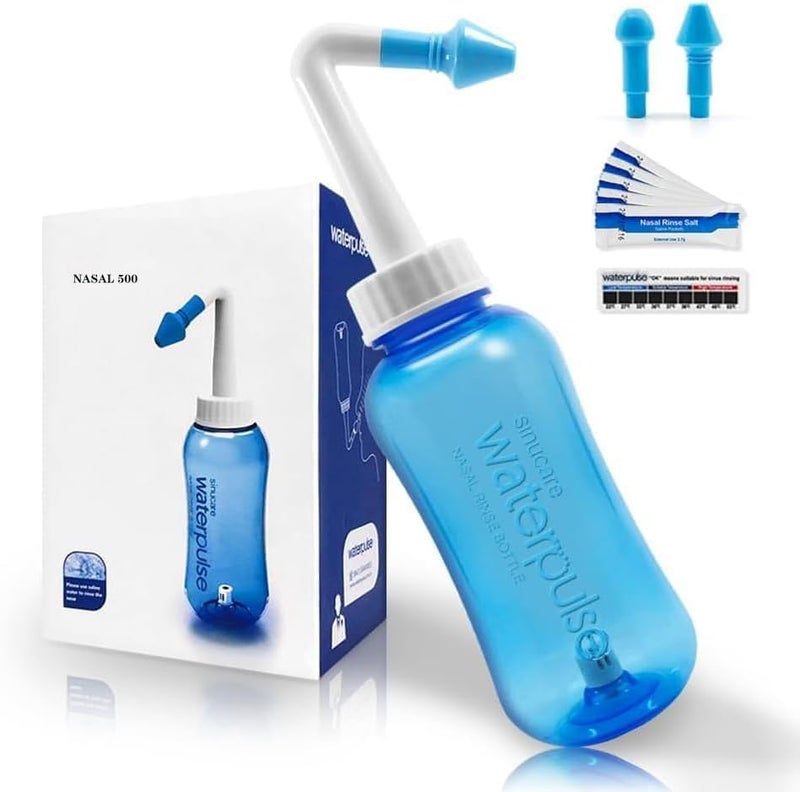 AOOEDDI Neti Pot Sinus Rinse Nasal Wash Bottle,with 30 Salt Packets Nose wash Bottle Allergy Cleaner Pressure Irrigation Neti-Pot,nose cleaner for Adult & Kid BPA Free - Image 1