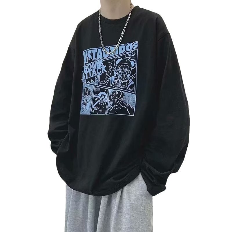 2023 New Long-sleeved Men's Inner Wearing ins Harajuku-style Simple Loose Base Shirt Student Korean-style Top White T-shirt - Image 5