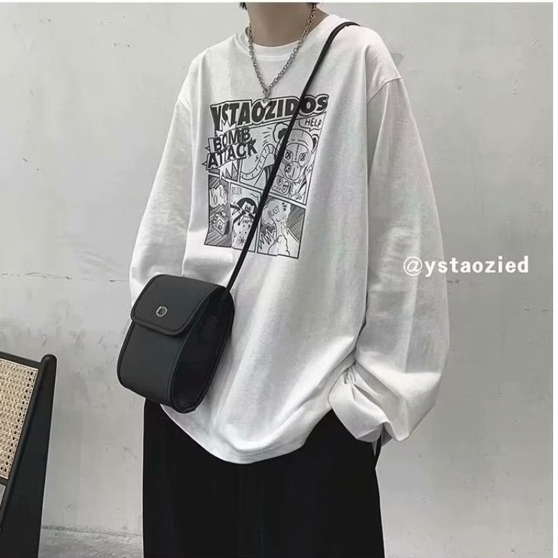 2023 New Long-sleeved Men's Inner Wearing ins Harajuku-style Simple Loose Base Shirt Student Korean-style Top White T-shirt - Image 4