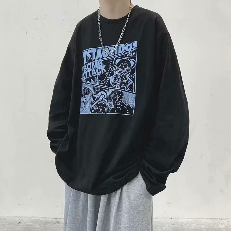 2023 New Long-sleeved Men's Inner Wearing ins Harajuku-style Simple Loose Base Shirt Student Korean-style Top White T-shirt - Image 2