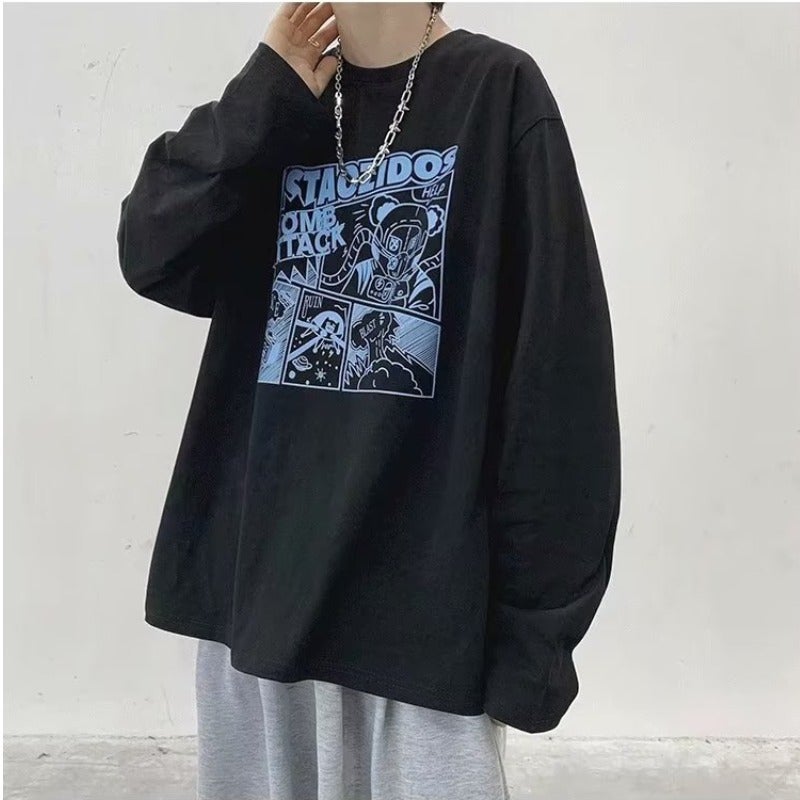 2023 New Long-sleeved Men's Inner Wearing ins Harajuku-style Simple Loose Base Shirt Student Korean-style Top White T-shirt - Image 3