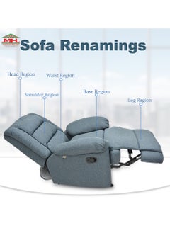 Multi Home Furniture Recliner Chairs Classic Adjustable Single Sofa Push Back Reclining Chair Fabric Seat Cushion and Backrest with Comfy Arms for Living Room MH-3302-GREY  - Image 2