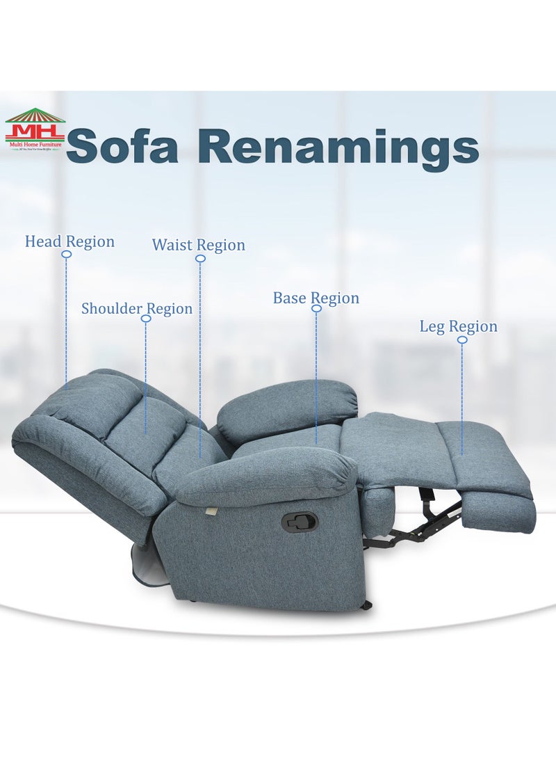Multi Home Furniture Recliner Chairs Classic Adjustable Single Sofa Push Back Reclining Chair Fabric Seat Cushion and Backrest with Comfy Arms for Living Room MH-3302-GREY  - Image 2