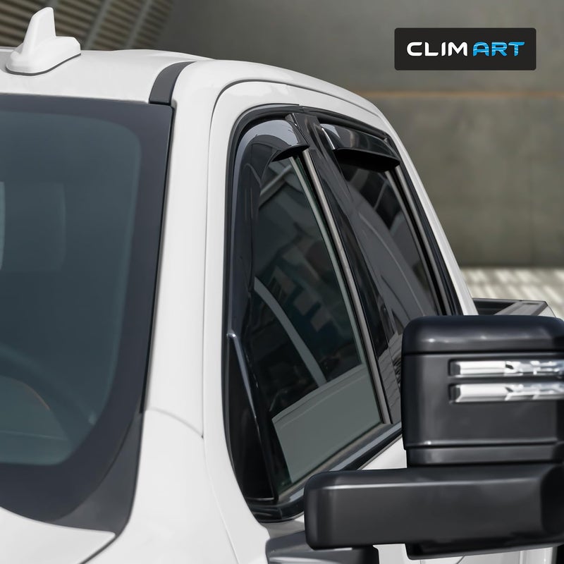 CLIM ART in-Channel Durable Rain Guards for Chevy Silverado & GMC Sierra 2500HD/3500HD 2020â€“2026 Crew Cab, Window Deflectors, Vent Window Visors, 4-Piece Set â€“ 620178 - Image 2