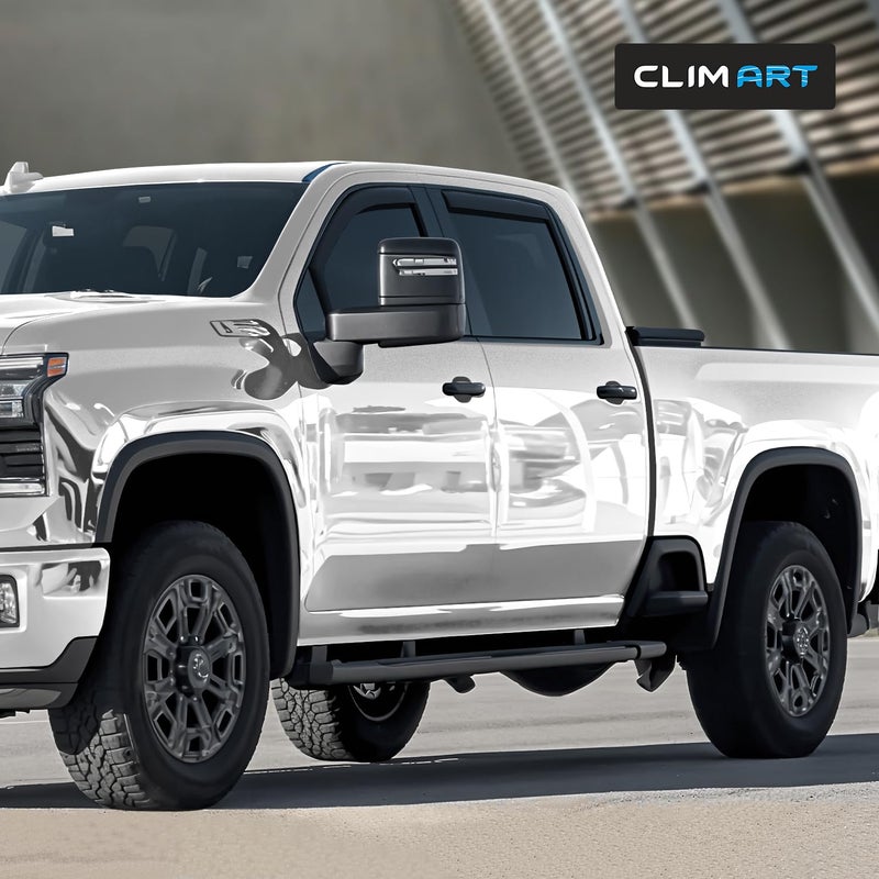 CLIM ART in-Channel Durable Rain Guards for Chevy Silverado & GMC Sierra 2500HD/3500HD 2020â€“2026 Crew Cab, Window Deflectors, Vent Window Visors, 4-Piece Set â€“ 620178 - Image 5