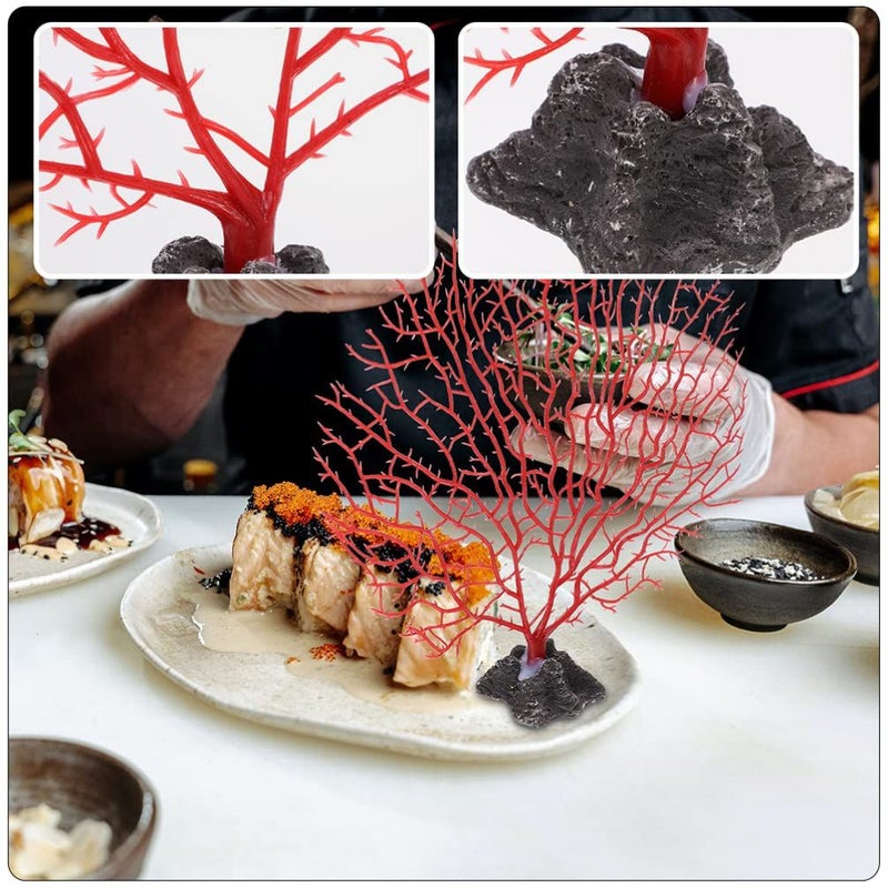 2 Pcs Artificial Coral Sashimi Plate Decor for Japanese Cuisine Coastal - Image 3