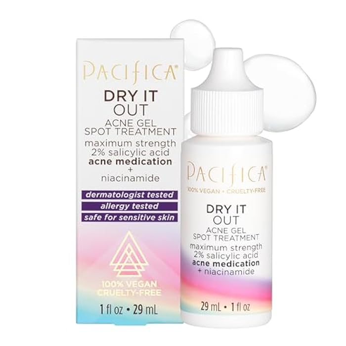 Pacifica Acne Spot Treatment & Pimple Cream – Dry It Out Gel with 2% Salicylic Acid, Witch Hazel, Niacinamide – Dries Blemishes Overnight, Fights Breakouts & Redness, For Teens & Adults, Vegan Clean - Image 1