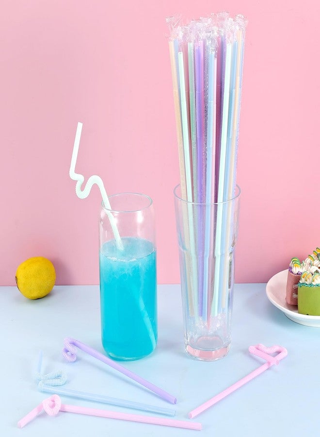 ONEYIM [Individually Wrapped] 100Pcs Disposable Plastic Bendy Straws - 10.24" Long 0.24" Wide Extra Long Colorful Cute Flexible Straws for Juice,Coffee,Milk,Cocktail, Bachelorette/Birthday Party, Baby Shower - Image 4