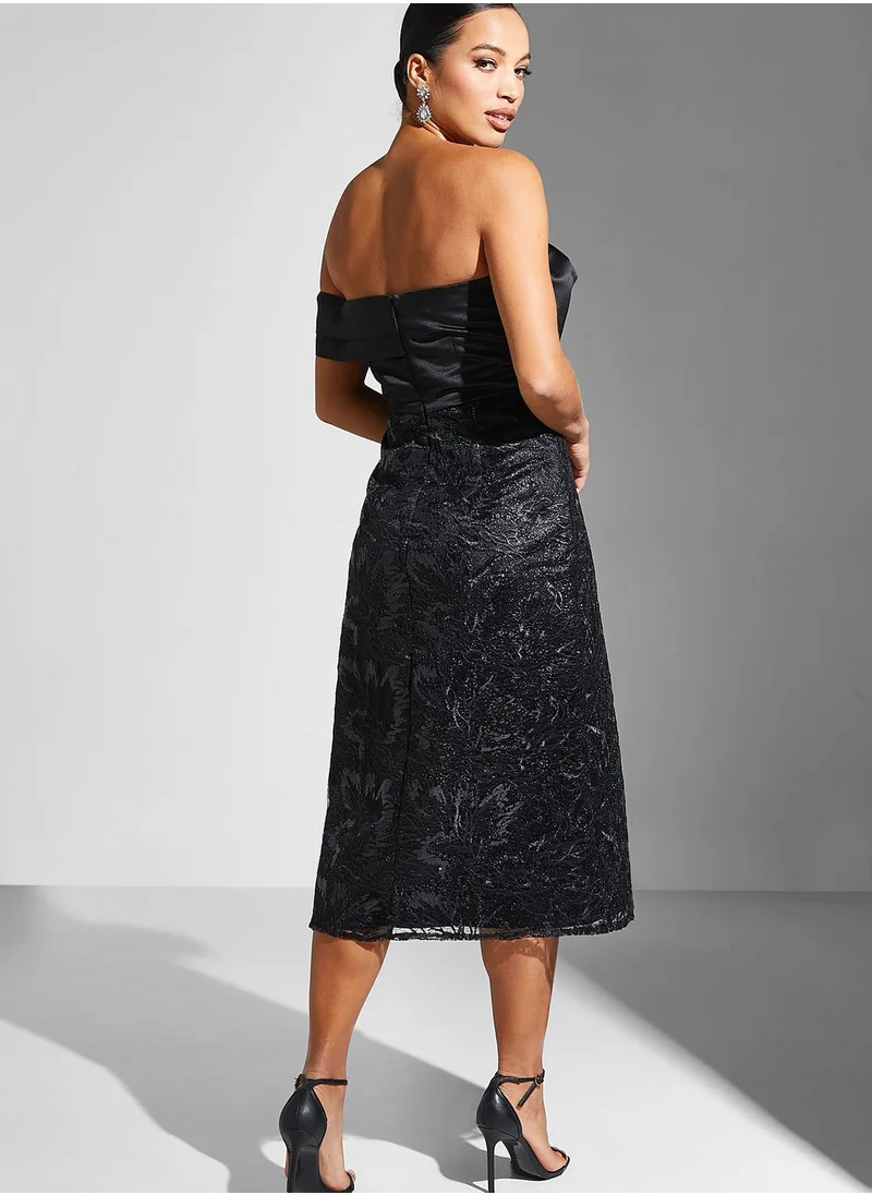 Namshi x Lama Off Shoulder Textured Dress
