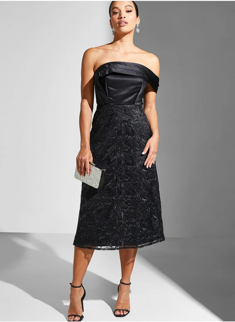 Namshi x Lama Off Shoulder Textured Dress