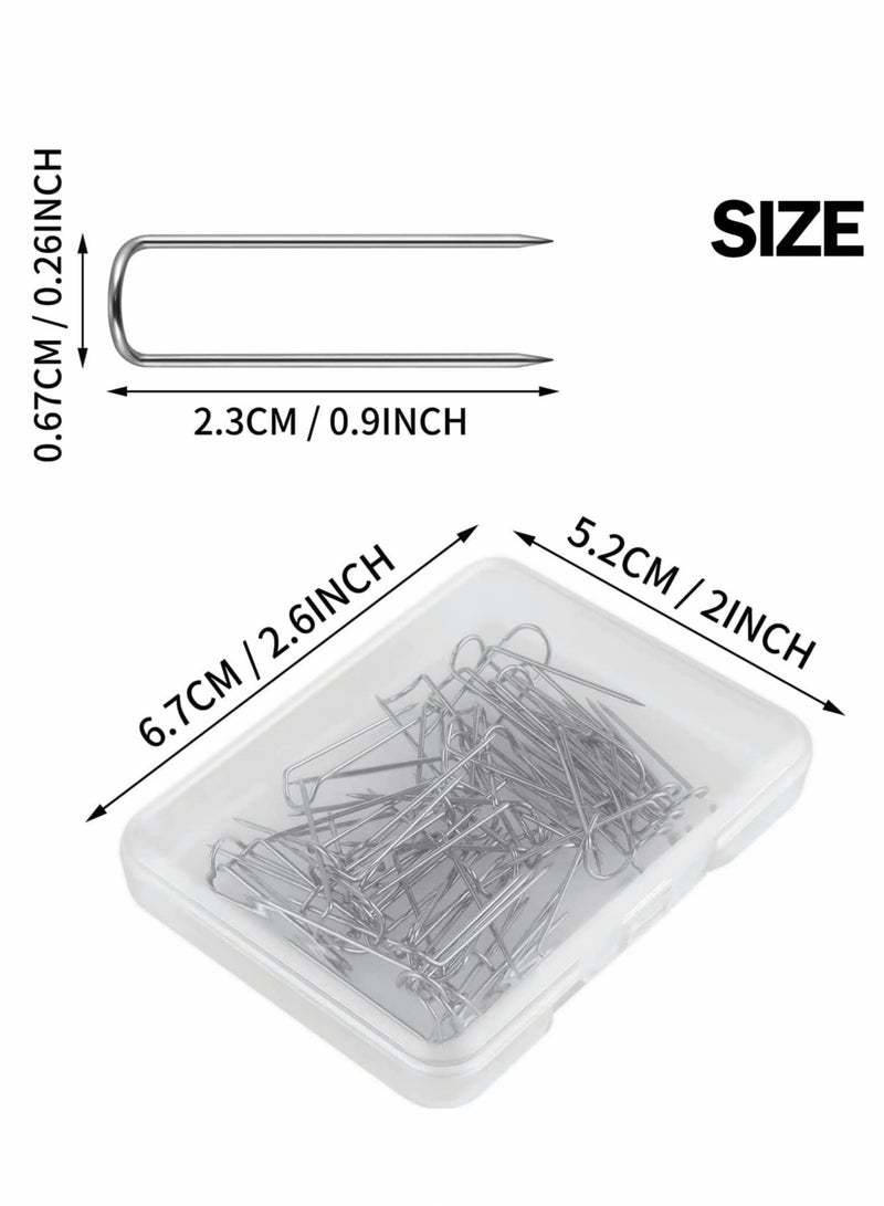 KASTWAVE Sewing U-Pins, 50 Pcs Metal U Pins Needlecrafts Pins Double Blocking Pins Multipurpose Straight Pins for DIY Sewing Jewelry Craft Making Fabric Decor (0.91 Inch/0.5cm) - Image 2