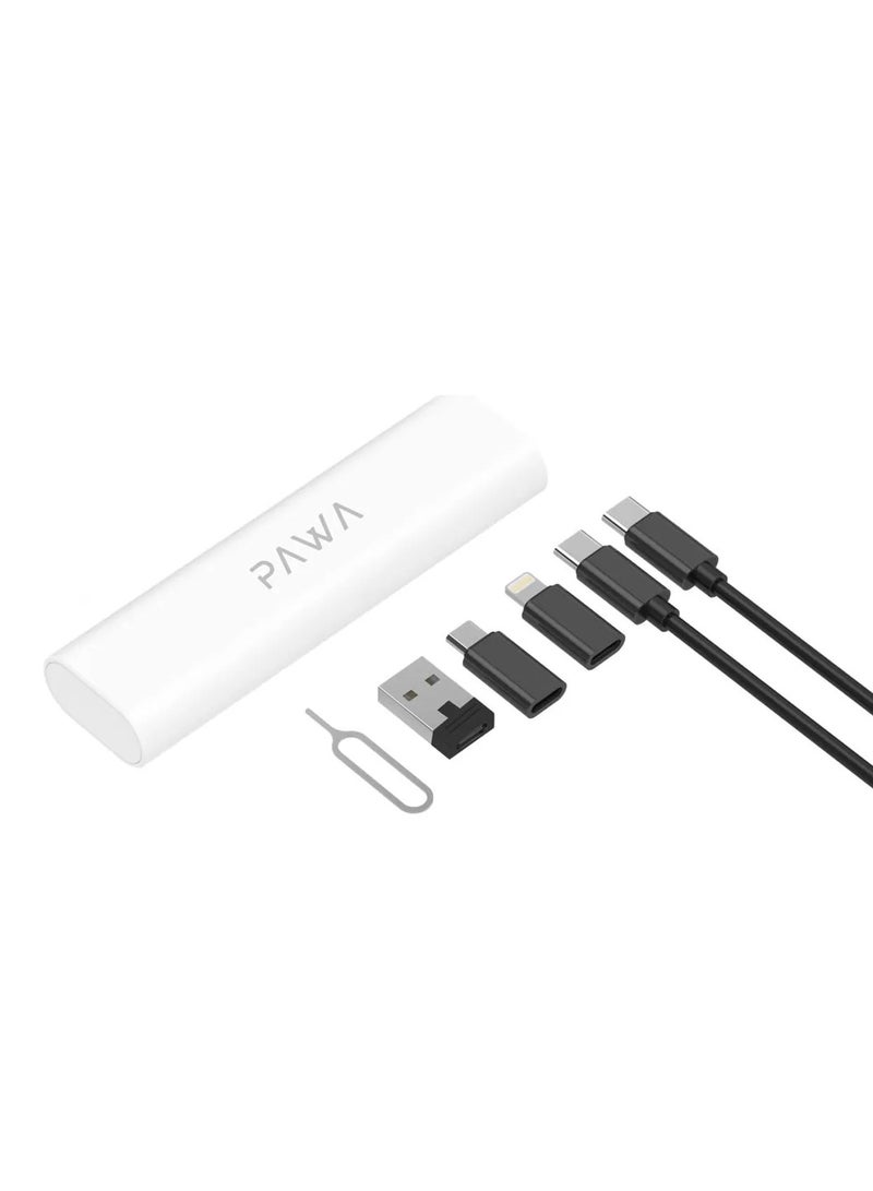 Pawa Multiple Function Charging Storage Box With Six Charging Combinations Premium Quality Travel Friendly Convenient Storage USB-A Type-C Lightning and Micro - White - Image 1