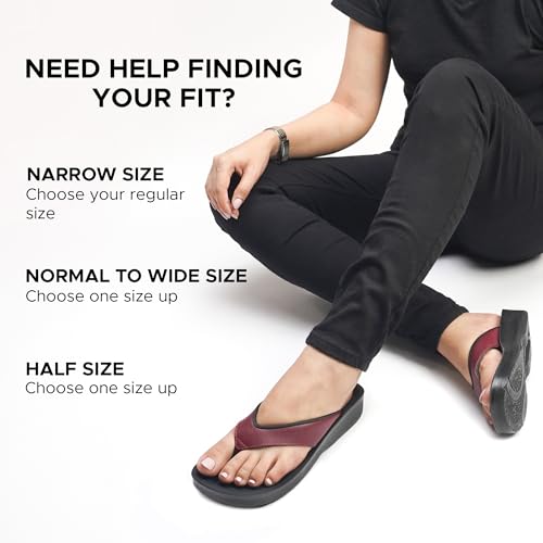 AEROTHOTIC Comfy Flip Flops for Women, Matt Wine, Size 10 - Image 3