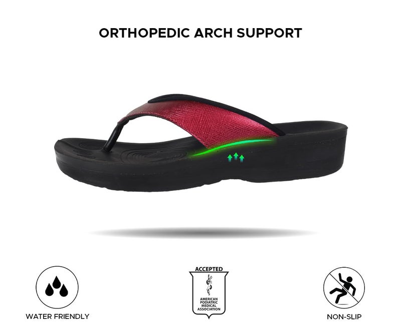 AEROTHOTIC Comfy Flip Flops for Women, Matt Wine, Size 10 - Image 5